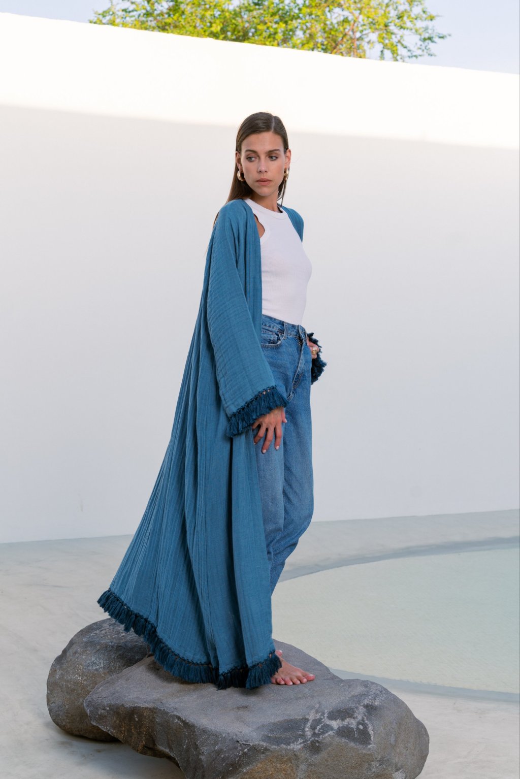 blue tassel abaya