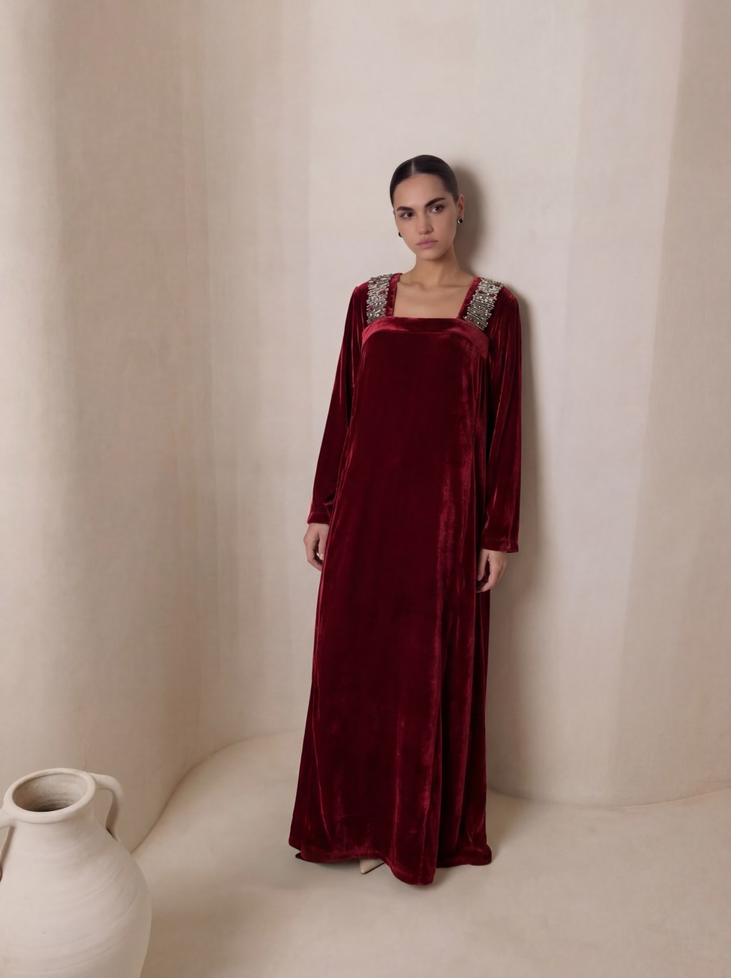 velvet embellished kaftan