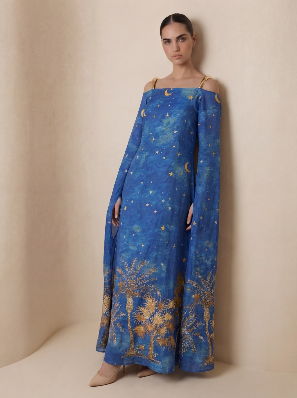 long sleeve blue kaftan