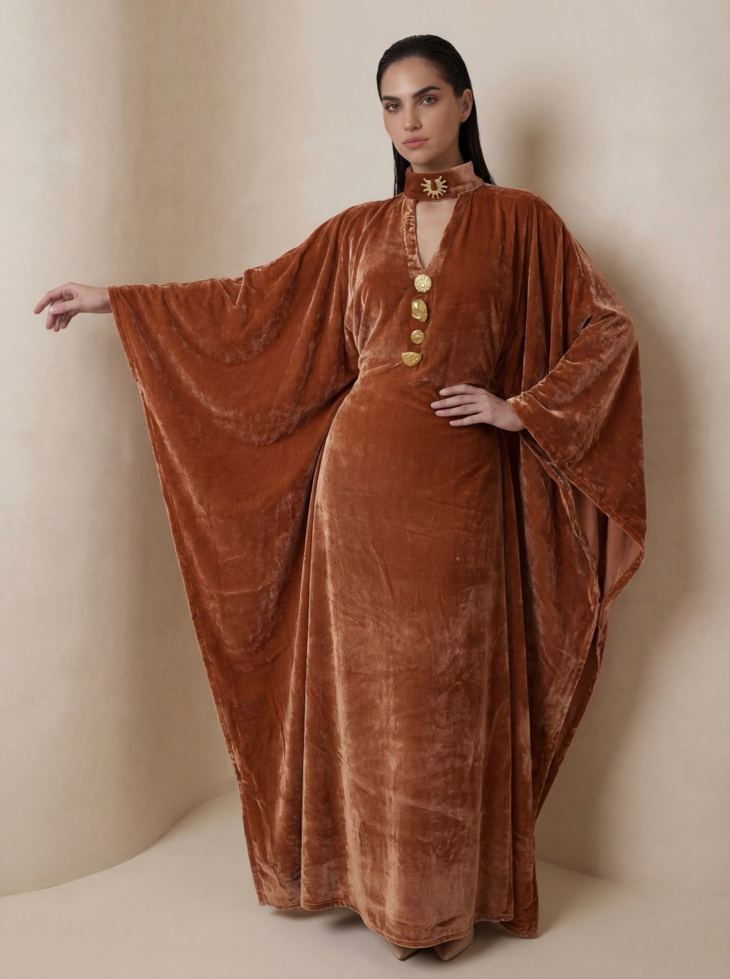 velvet button kaftan